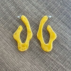 Lemon Yellow Acrylic Resin Retro Wave Irregular Statement Earrings